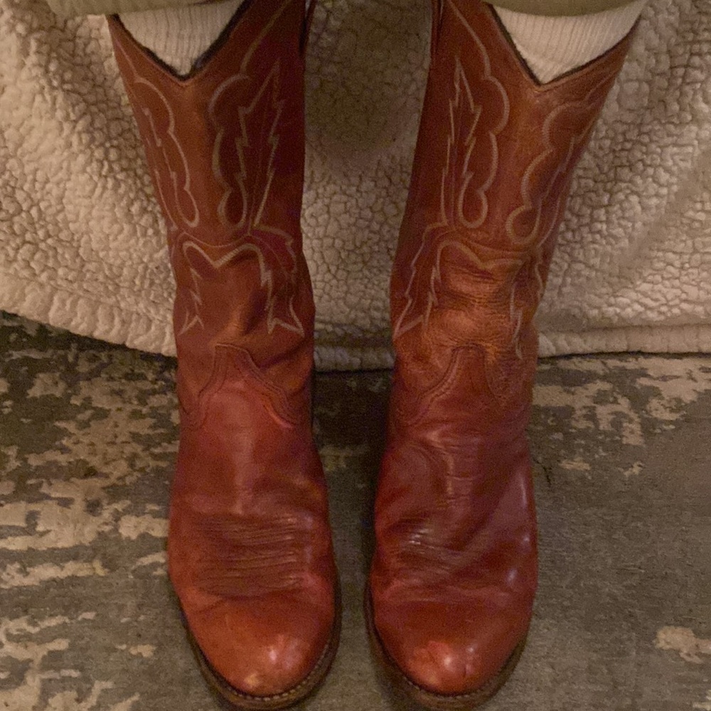 Abilene Brown Leather Cowboy Boots - Picture 3 of 6